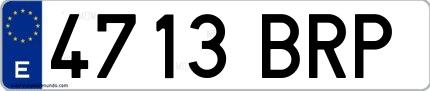 Ejemplo de matrícula española 4713 BRP