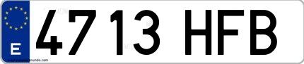 Ejemplo de matrícula española 4713 HFB