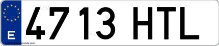 Ejemplo de matrícula española 4713 HTL