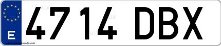 Ejemplo de matrícula española 4714 DBX