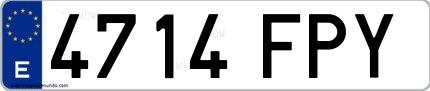 Ejemplo de matrícula española 4714 FPY