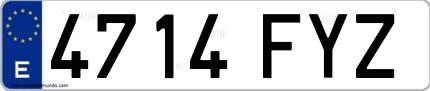 Ejemplo de matrícula española 4714 FYZ