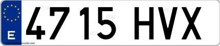 Ejemplo de matrícula española 4715 HVX