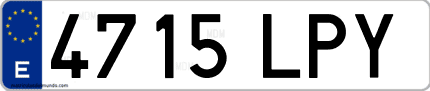 Ejemplo de matrícula de coche ordinaria 4715 LPY