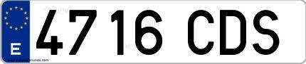 Ejemplo de matrícula española 4716 CDS