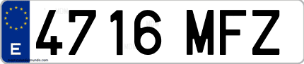 Ejemplo de matrícula de coche ordinaria 4716 MFZ