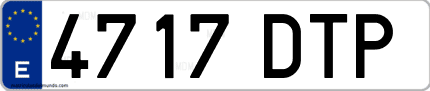 Ejemplo de matrícula de coche ordinaria 4717 DTP