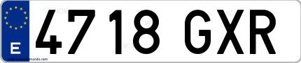 Ejemplo de matrícula española 4718 GXR