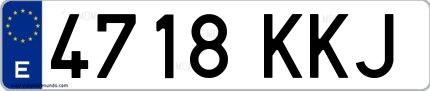 Ejemplo de matrícula española 4718 KKJ