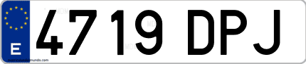 Ejemplo de matrícula de coche ordinaria 4719 DPJ