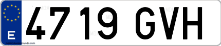 Ejemplo de matrícula de coche ordinaria 4719 GVH
