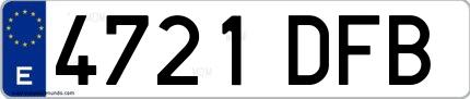 Ejemplo de matrícula española 4721 DFB