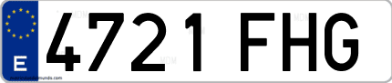 Ejemplo de matrícula de coche ordinaria 4721 FHG
