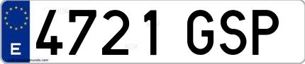 Ejemplo de matrícula española 4721 GSP