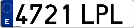 Ejemplo de matrícula de coche ordinaria 4721 LPL