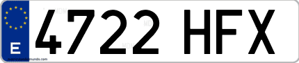 Ejemplo de matrícula de coche ordinaria 4722 HFX