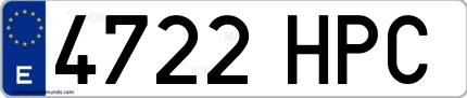 Ejemplo de matrícula española 4722 HPC