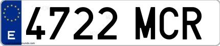 Ejemplo de matrícula española 4722 MCR