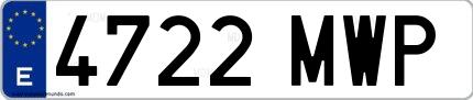 Ejemplo de matrícula española 4722 MWP