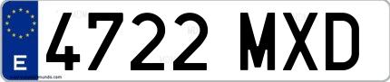 Ejemplo de matrícula española 4722 MXD