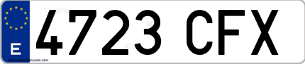 Ejemplo de matrícula de coche ordinaria 4723 CFX