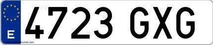 Ejemplo de matrícula española 4723 GXG