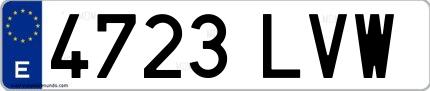 Ejemplo de matrícula española 4723 LVW