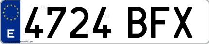 Ejemplo de matrícula española 4724 BFX