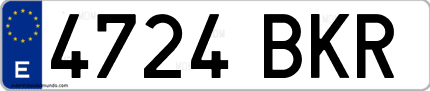 Ejemplo de matrícula de coche ordinaria 4724 BKR