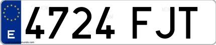 Ejemplo de matrícula española 4724 FJT