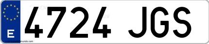 Ejemplo de matrícula española 4724 JGS