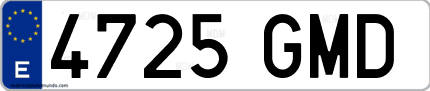 Ejemplo de matrícula de coche ordinaria 4725 GMD