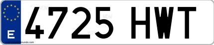 Ejemplo de matrícula española 4725 HWT