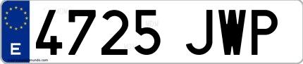 Ejemplo de matrícula española 4725 JWP