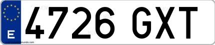 Ejemplo de matrícula española 4726 GXT