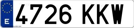 Ejemplo de matrícula española 4726 KKW
