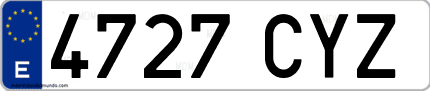 Ejemplo de matrícula de coche ordinaria 4727 CYZ