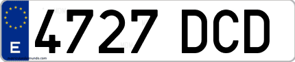 Ejemplo de matrícula de coche ordinaria 4727 DCD