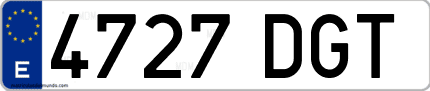 Ejemplo de matrícula de coche ordinaria 4727 DGT