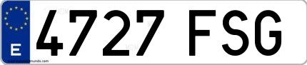 Ejemplo de matrícula española 4727 FSG