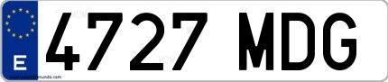 Ejemplo de matrícula española 4727 MDG