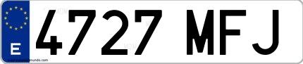 Ejemplo de matrícula española 4727 MFJ