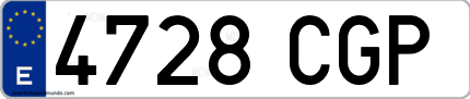 Ejemplo de matrícula de coche ordinaria 4728 CGP