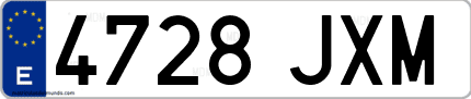 Ejemplo de matrícula de coche ordinaria 4728 JXM