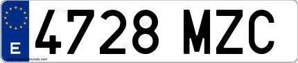 Ejemplo de matrícula española 4728 MZC