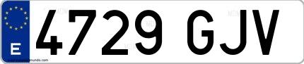 Ejemplo de matrícula española 4729 GJV
