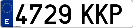 Ejemplo de matrícula de coche ordinaria 4729 KKP