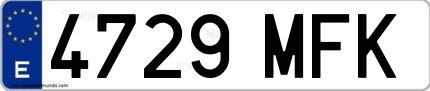 Ejemplo de matrícula española 4729 MFK