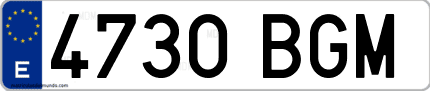 Ejemplo de matrícula de coche ordinaria 4730 BGM