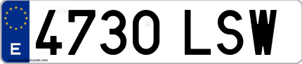 Ejemplo de matrícula de coche ordinaria 4730 LSW
